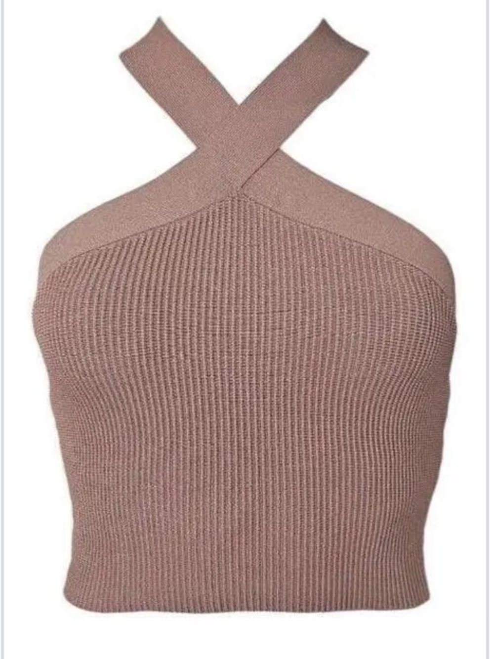 Babaton Sculpt Knit Criss Cross Cropped Tank Deep Taupe Size XS Aritzia Halter
